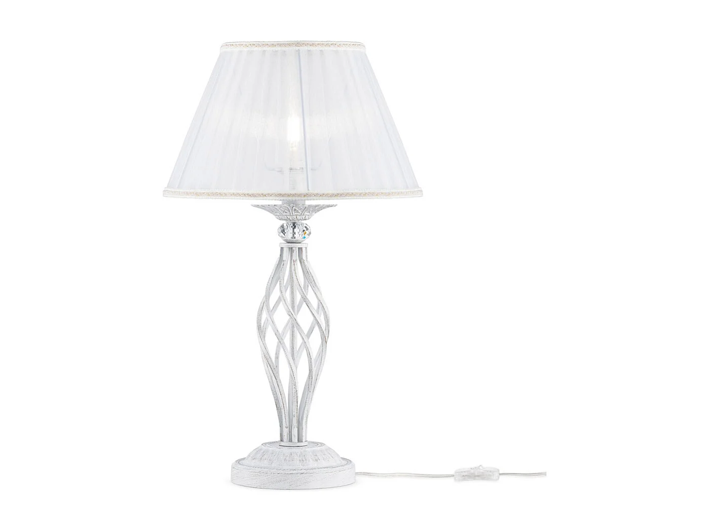 Grace Lampada da Tavolo Bianca con Oro e Cristallo, 1 Luce, E14