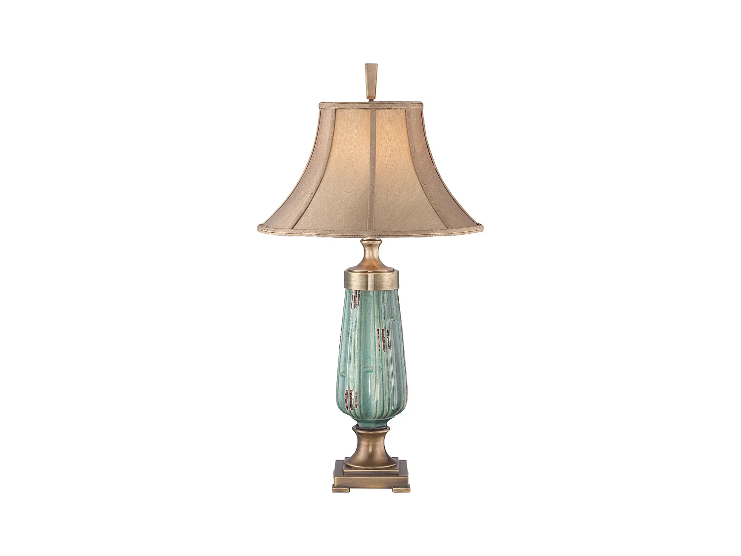 Elstead Monteverde 1 lampe de table lumineuse en céramique, vert, laiton vieilli, E27