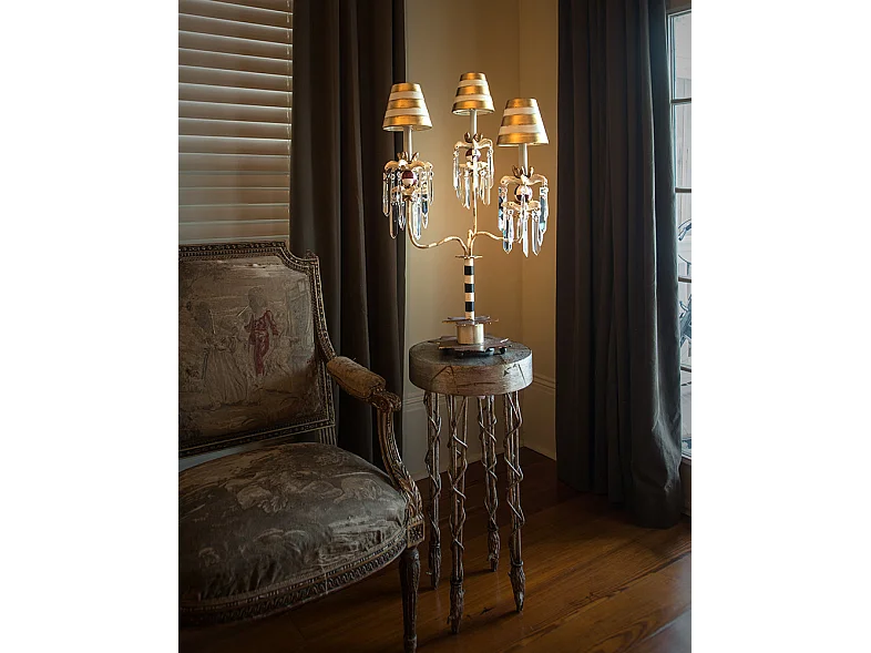 Elstead Birdland 1 ljus bordslampa svart, guld, kristall, E27