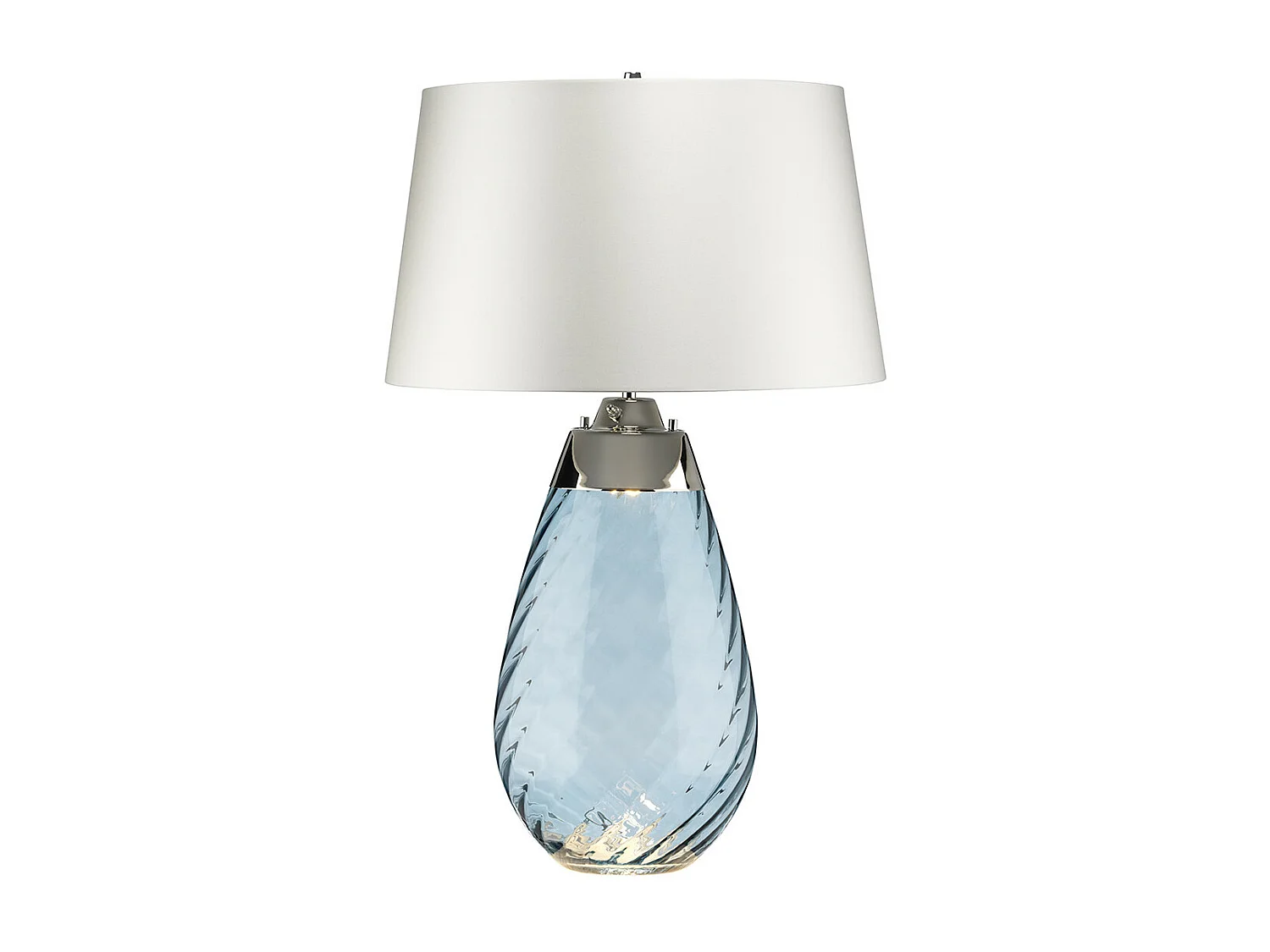 Elstead Lena 2 ljus stor blå bordslampa med off-white skärm, blåtonat glas, off-white skärm, E27