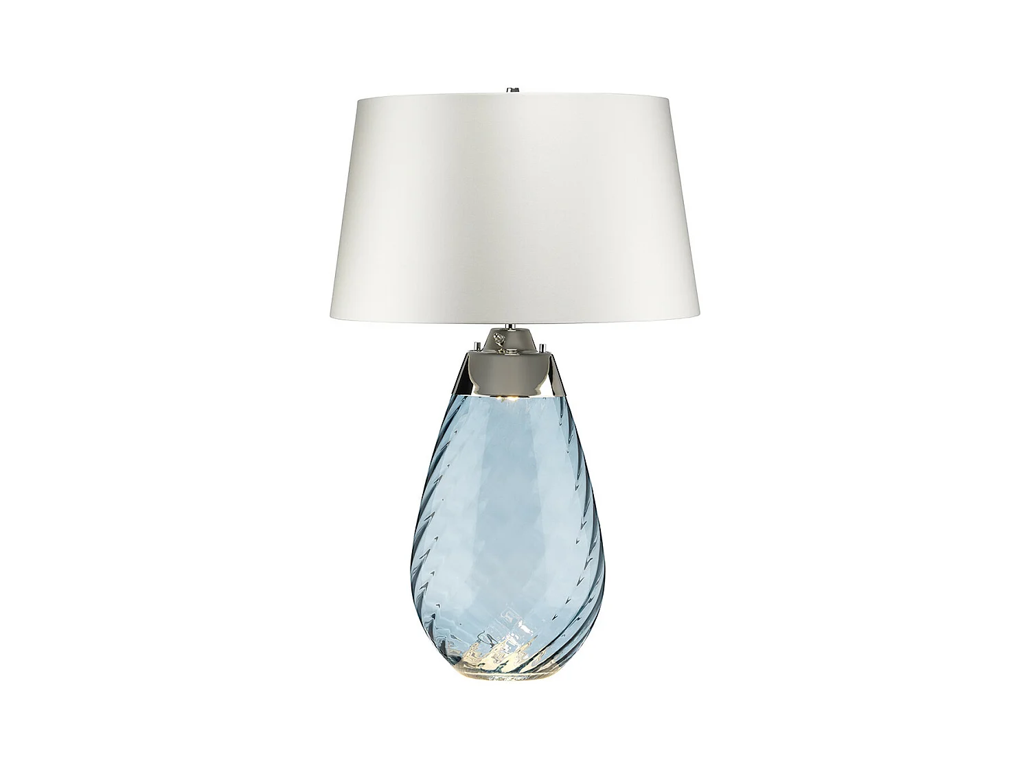 Elstead Lena 2 licht Large Blue Tischlampe mit cremefarbenem Schirm, blau getöntem Glas, cremefarbenem Schirm, E27