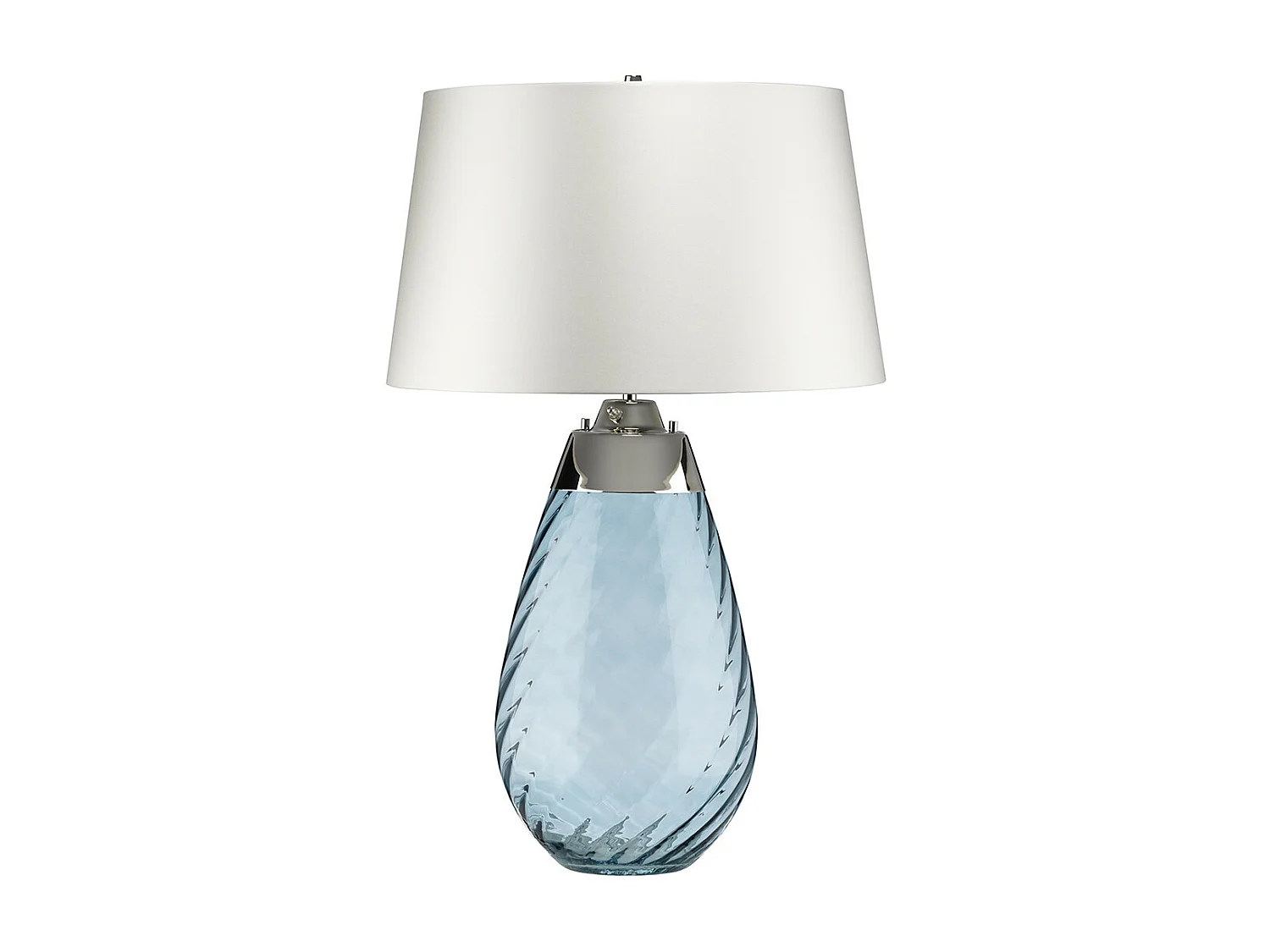 Elstead Lena 2 ljus stor blå bordslampa med off-white skärm, blåtonat glas, off-white skärm, E27