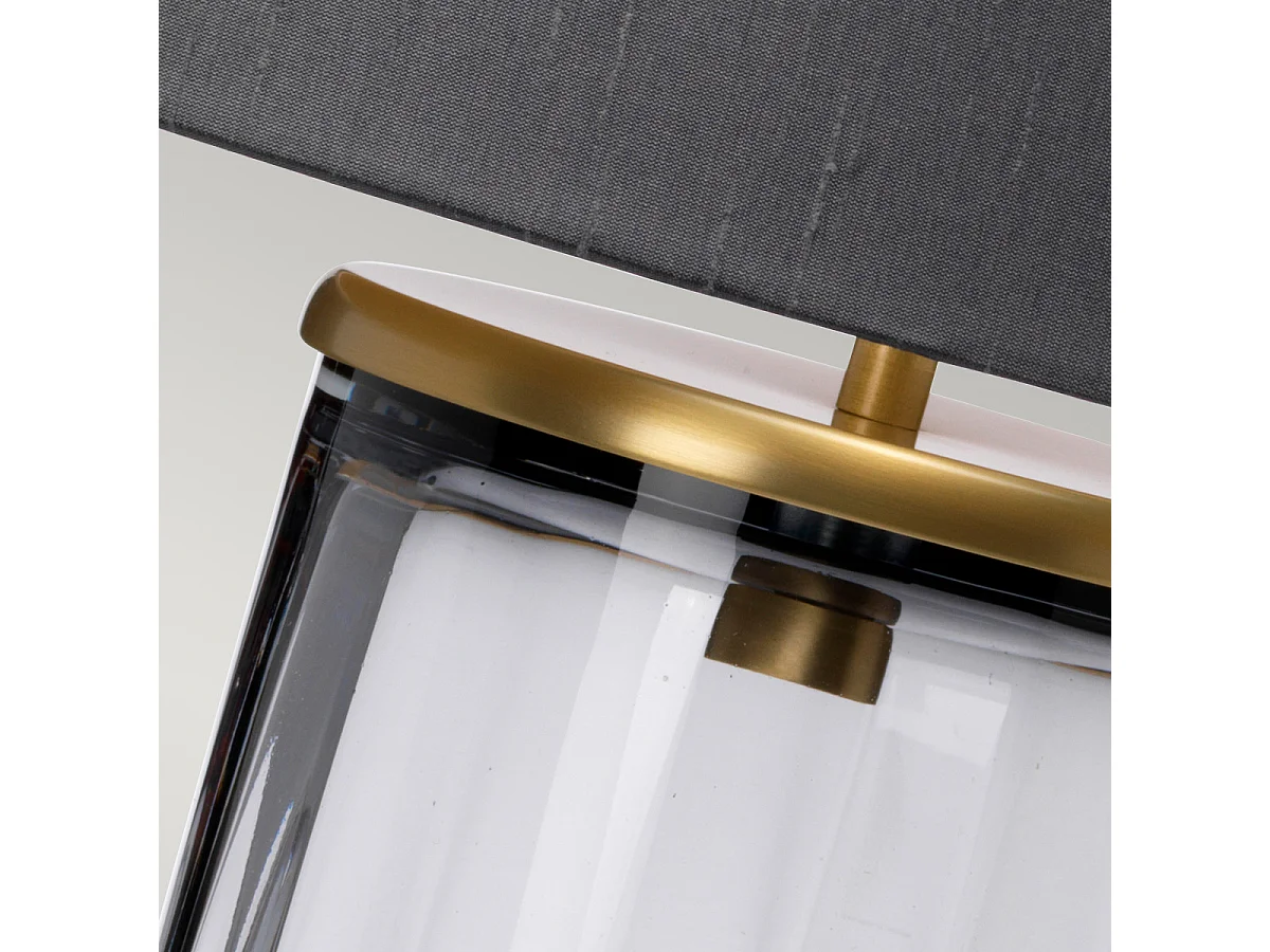 Reno Lampada da Tavolo Metallo Ottone invecchiato, Vetro Fumé