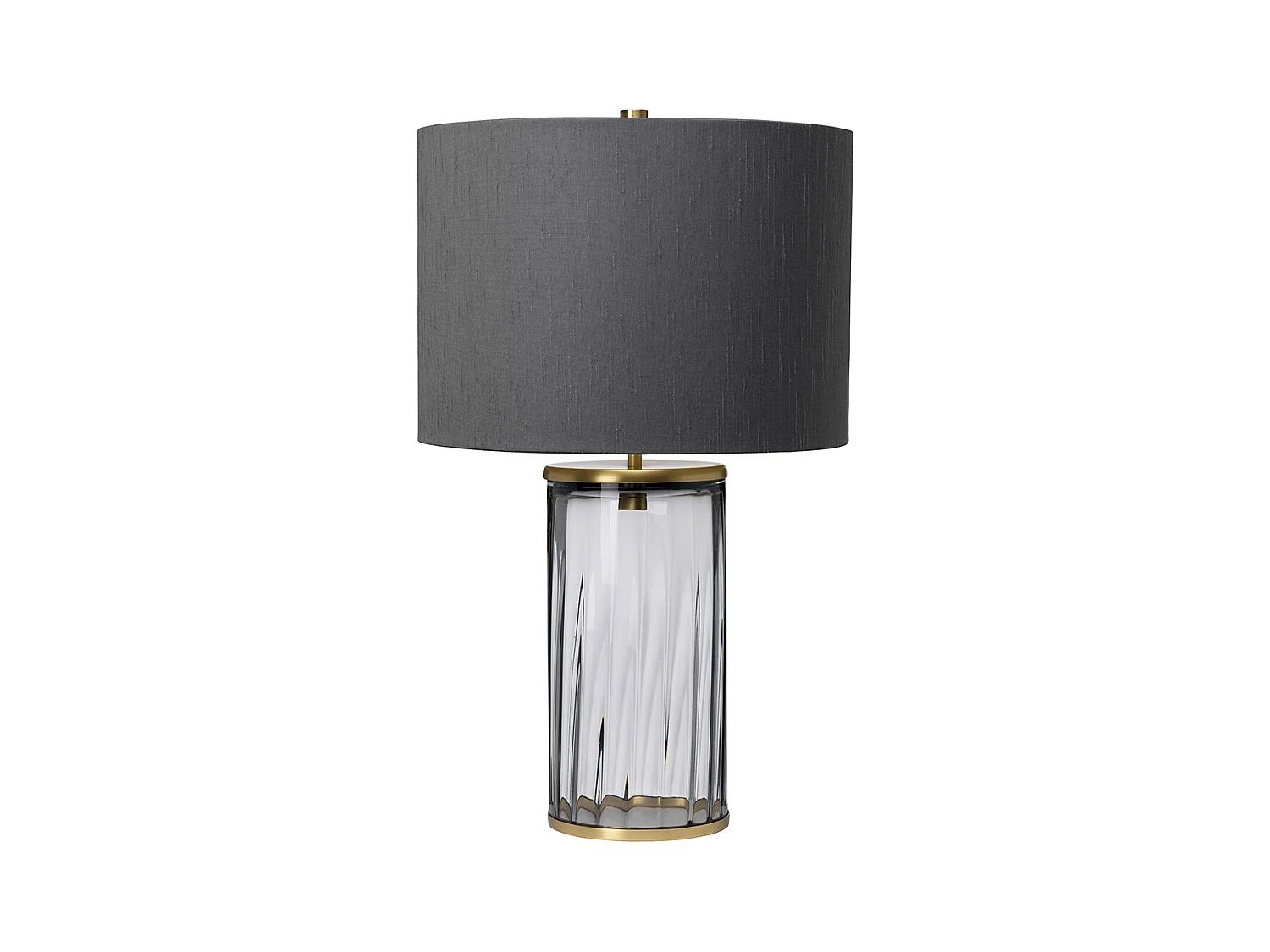 Reno Lampe à Poser Métallerie Laiton Vieilli, Verre Fumé