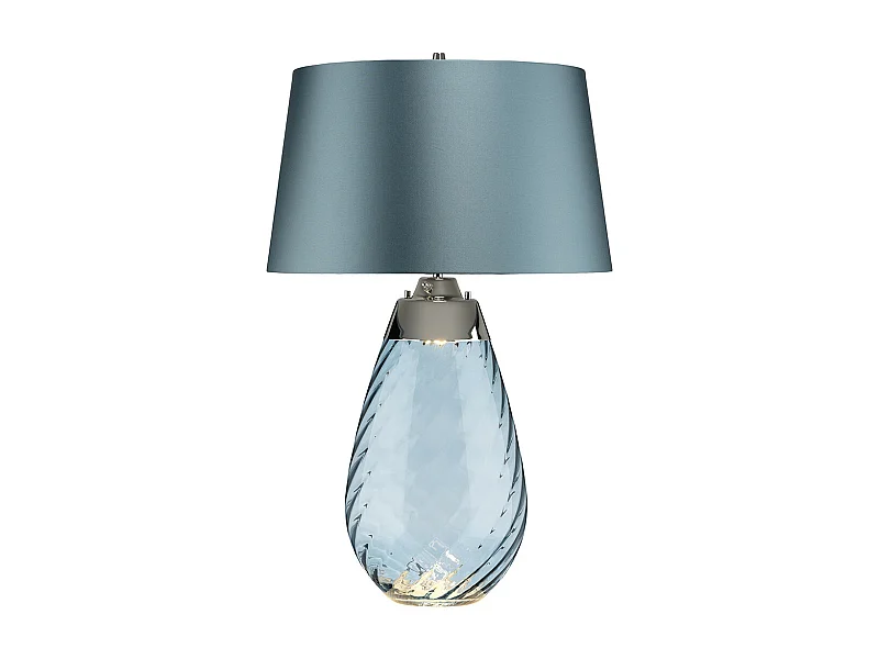 Elstead Lena 2 licht Large Blue Tischlampe, blau getöntes Glas, Duck Egg Blue Shade, E27