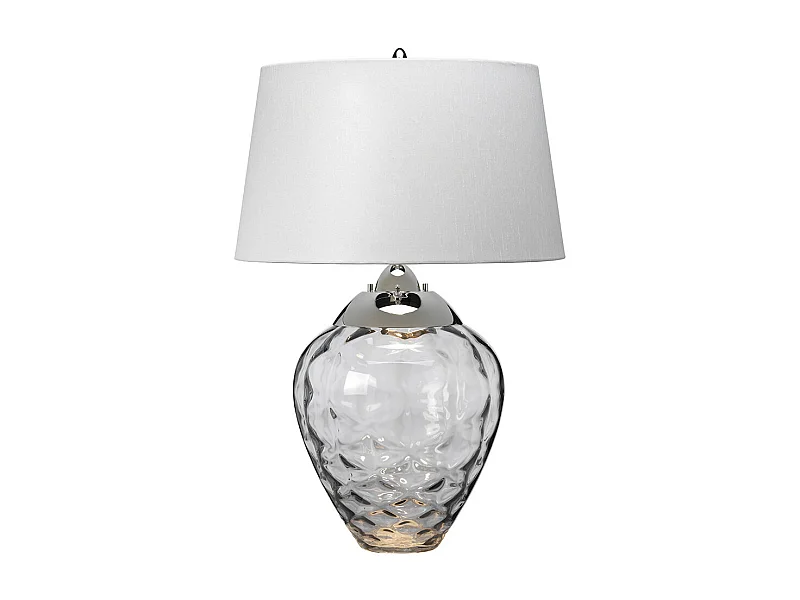 Samara Tischlampe Metallarbeiten Nickel poliert, Rauchglas