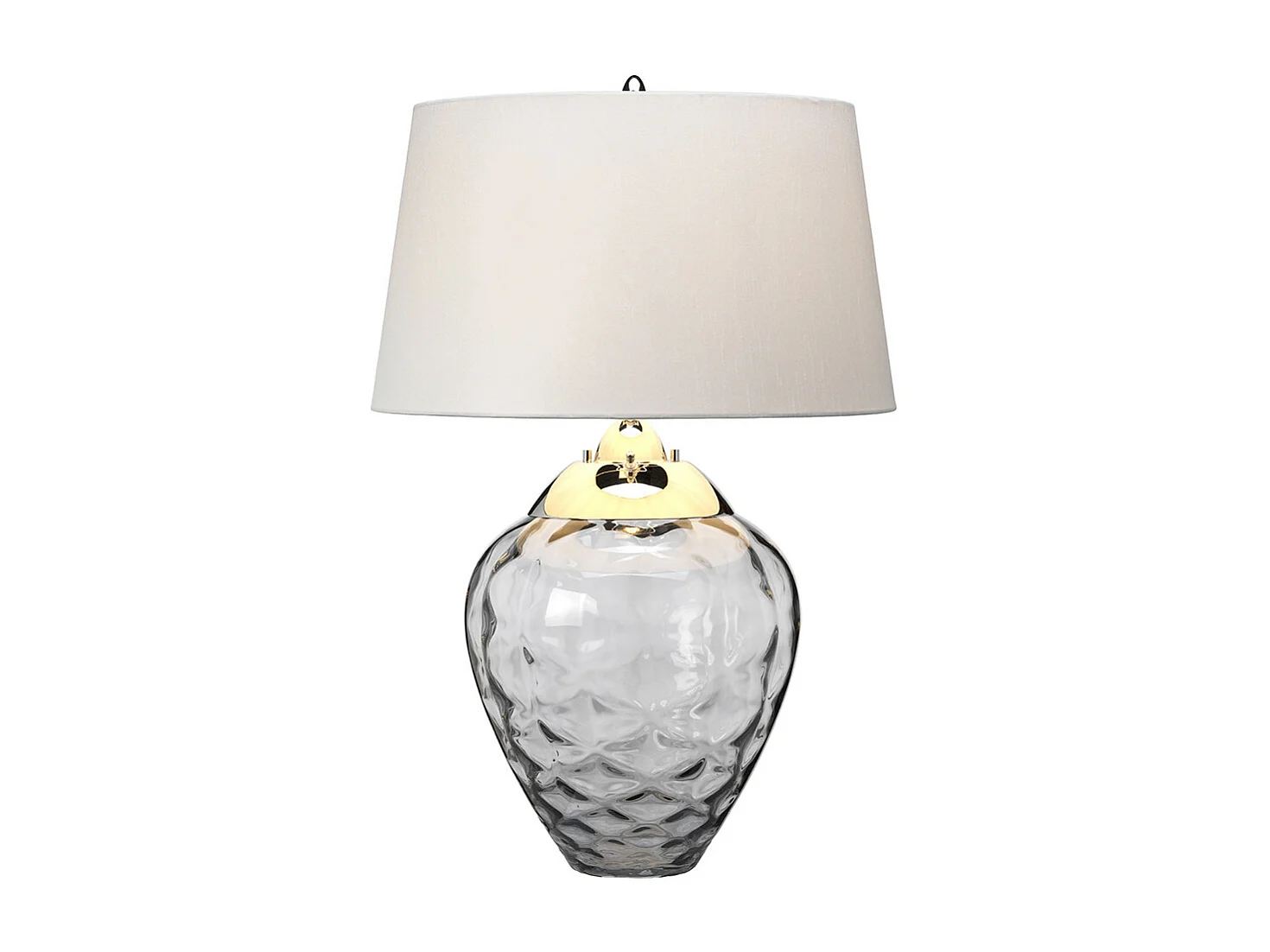 Samara Tischlampe Metallarbeiten Nickel poliert, Rauchglas