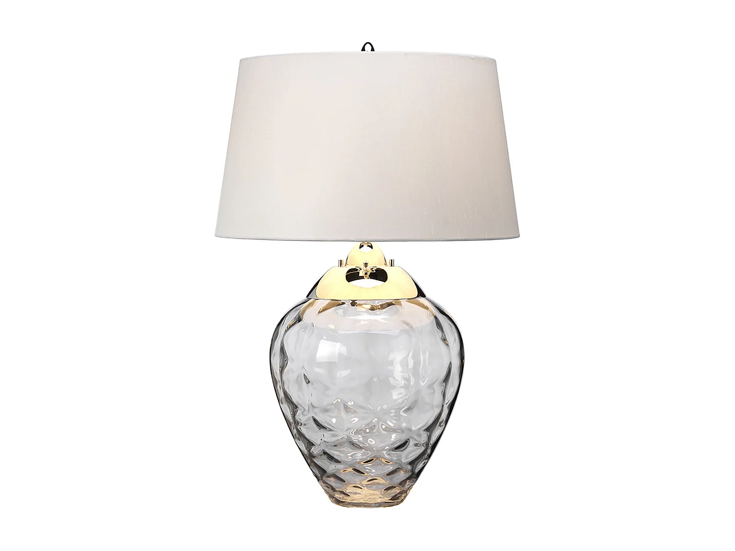 Samara Tischlampe Metallarbeiten Nickel poliert, Rauchglas