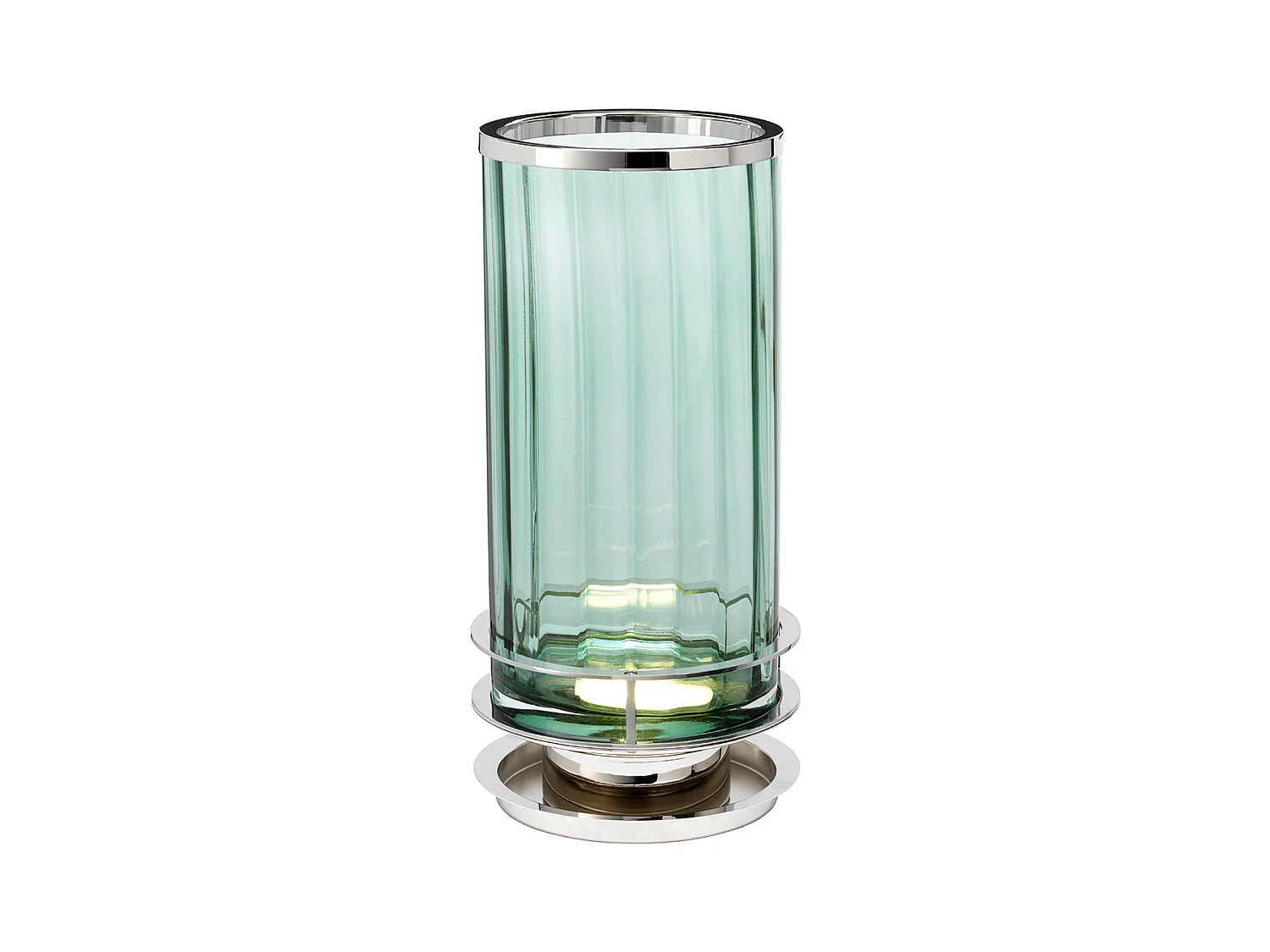 Arno Lampe à Poser Métallerie Nickel Poli, Verre Vert