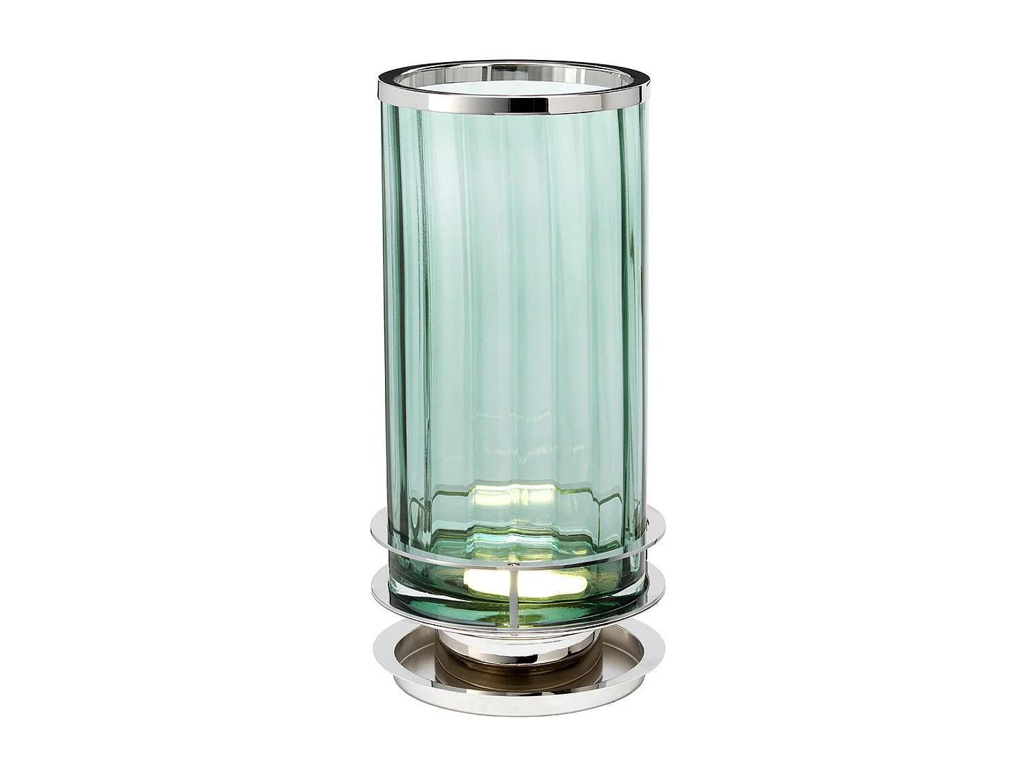 Arno Lampe à Poser Métallerie Nickel Poli, Verre Vert