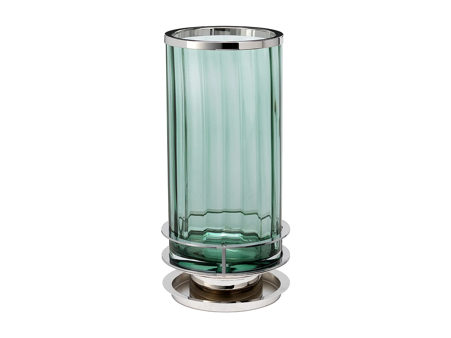 Arno Lampe à Poser Métallerie Nickel Poli, Verre Vert
