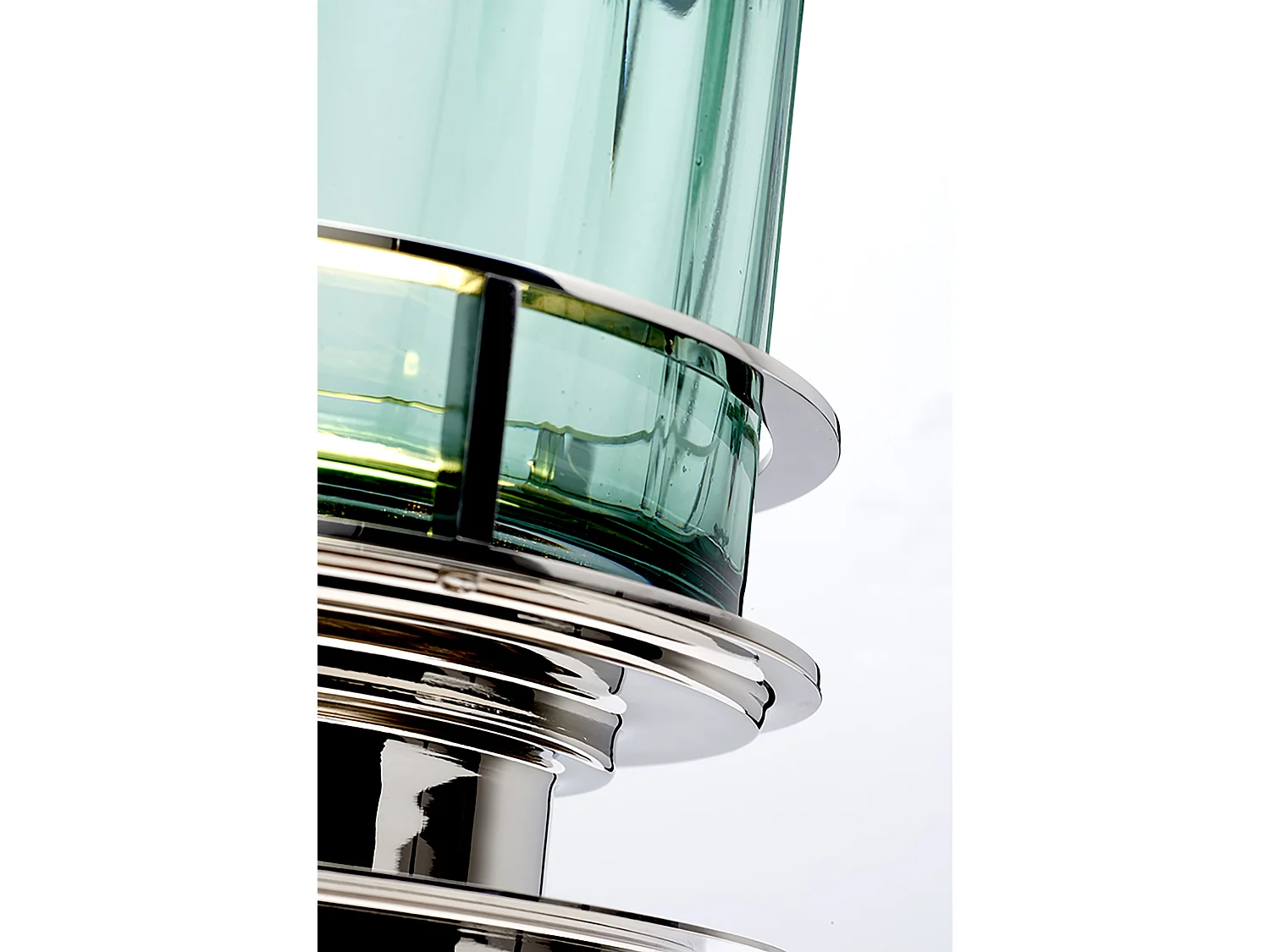 Arno Lampe à Poser Métallerie Nickel Poli, Verre Vert