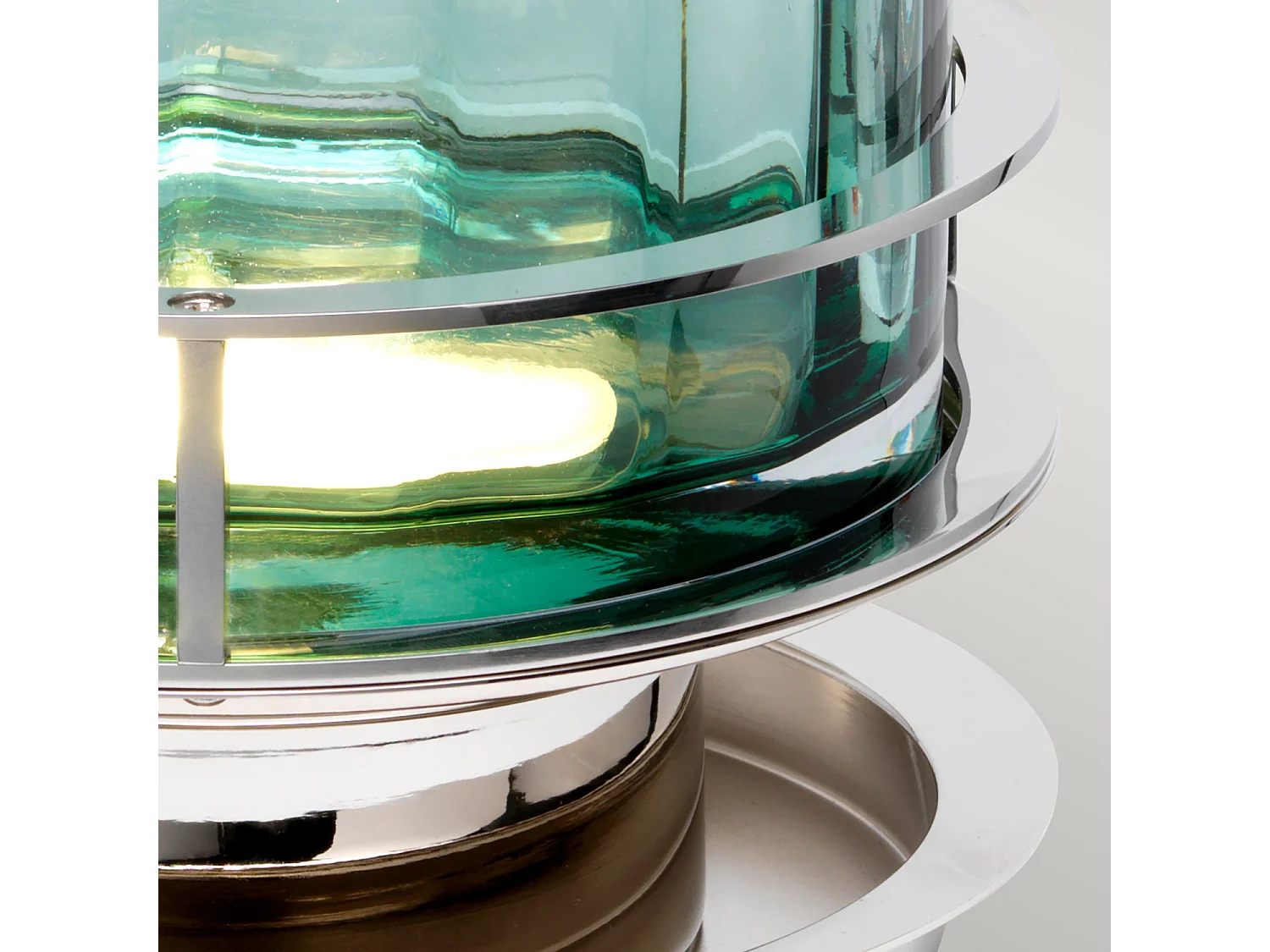 Arno Lampe à Poser Métallerie Nickel Poli, Verre Vert