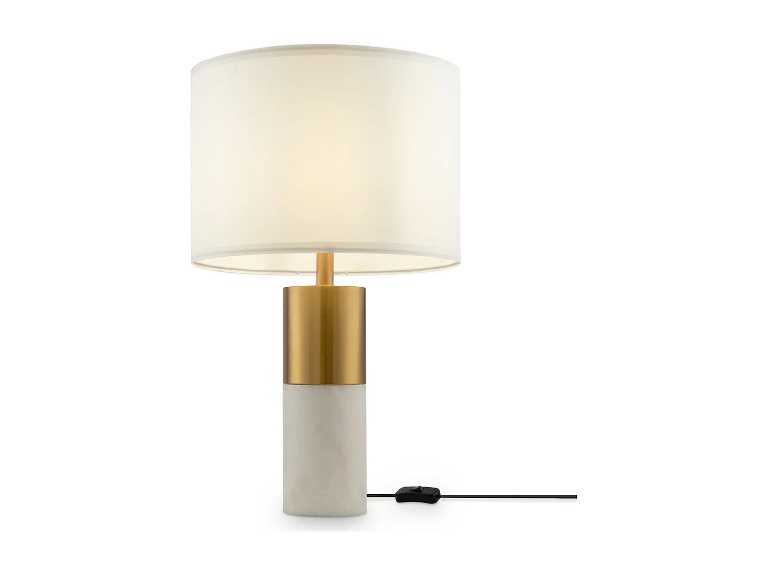 Maytoni Bianco Moderne Tischlampe mit rundem Schirm aus Messing E27
