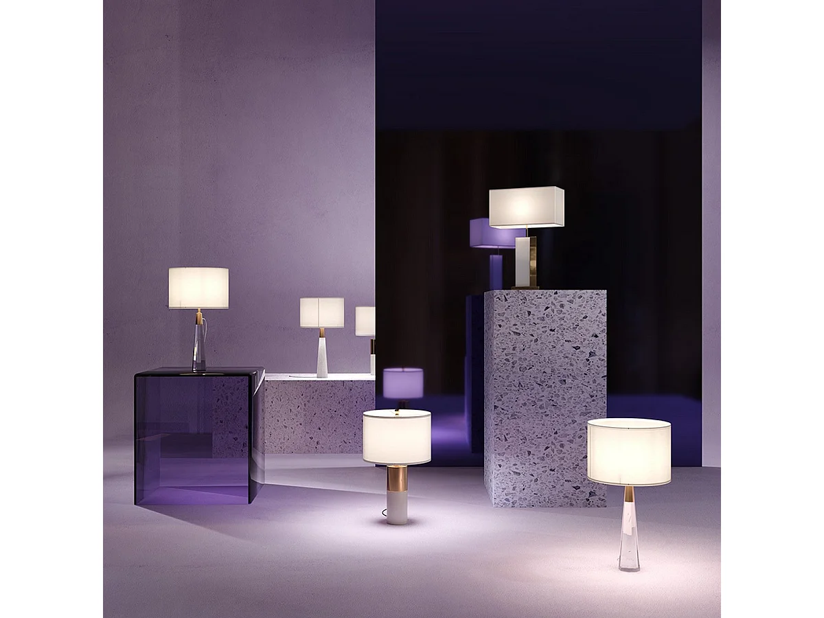 Maytoni Bianco Moderne Tischlampe mit rundem Schirm aus Messing E27