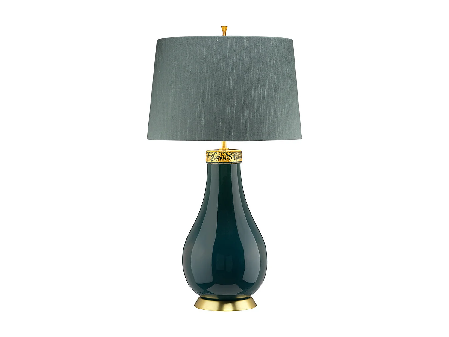 Havering Lampada da Tavolo a 1 Luce Azzurro-Turchese con Ottone Invecchiato