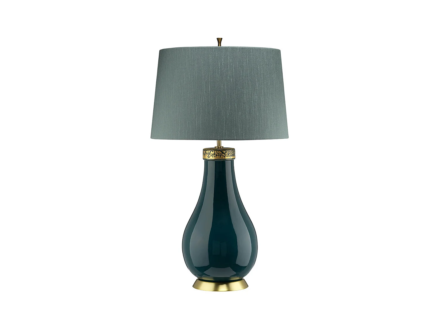 Havering Lampe de Table 1 Lumière Azur-Turquoise avec Laiton Vieilli