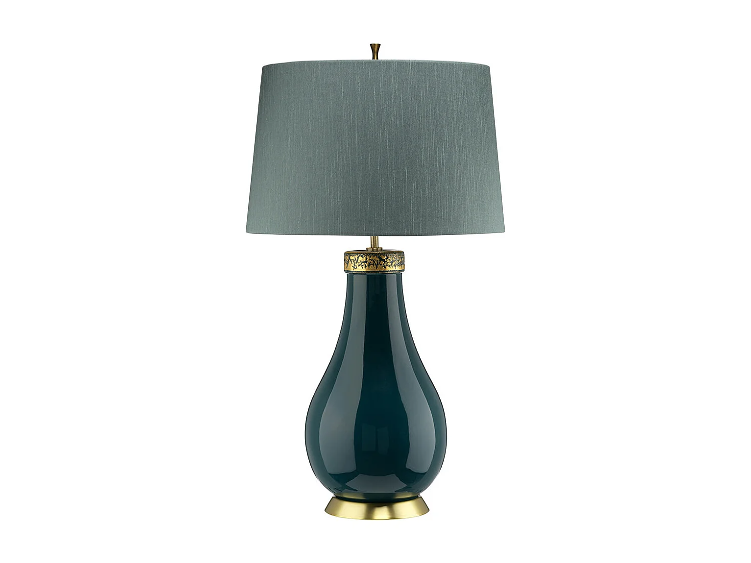 Havering Lampada da Tavolo a 1 Luce Azzurro-Turchese con Ottone Invecchiato