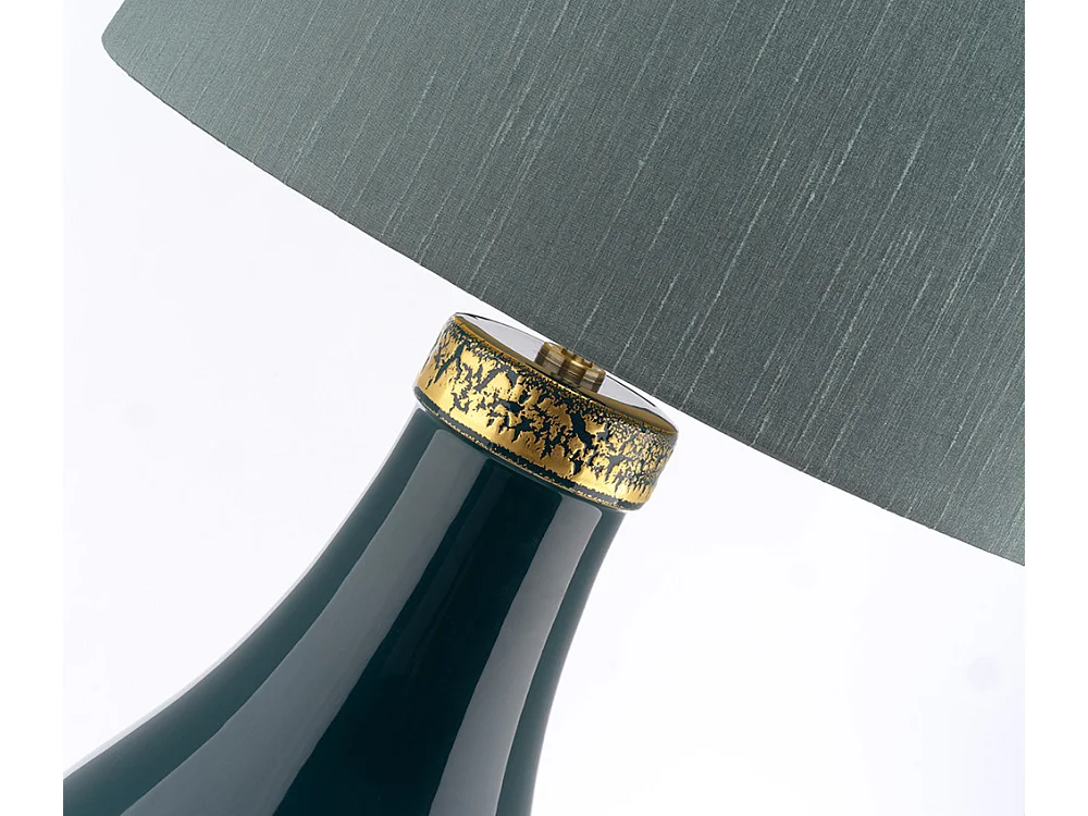 Havering Lampada da Tavolo a 1 Luce Azzurro-Turchese con Ottone Invecchiato