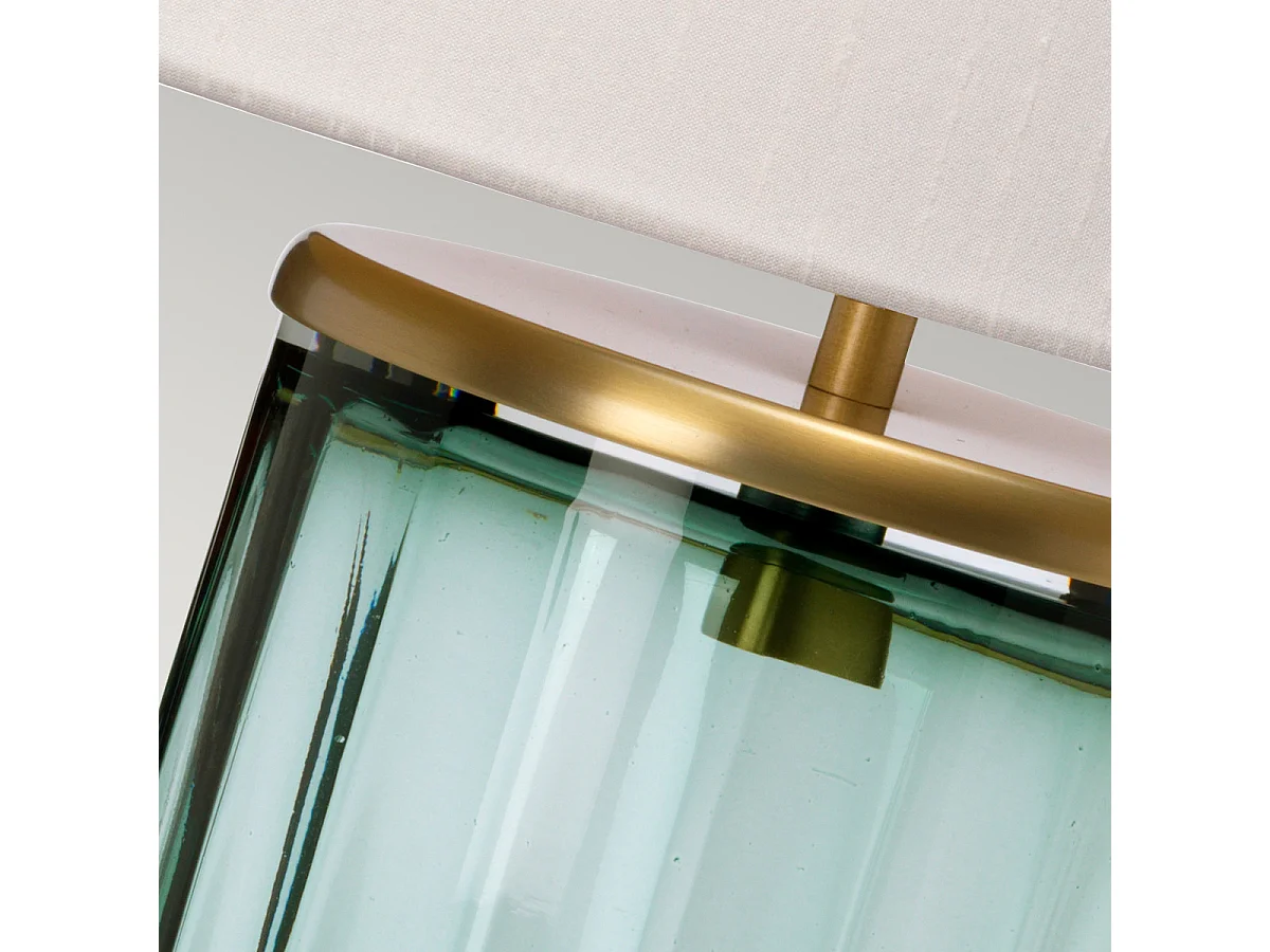 Reno Lampada da Tavolo Metallo Ottone Anticato, Vetro Verde