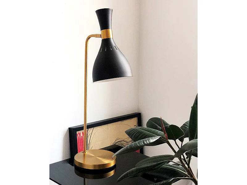 Lampada da tavolo Elstead Joan 1 luce, Midnight Black, Midnight Black, Ottone Brunito, E27