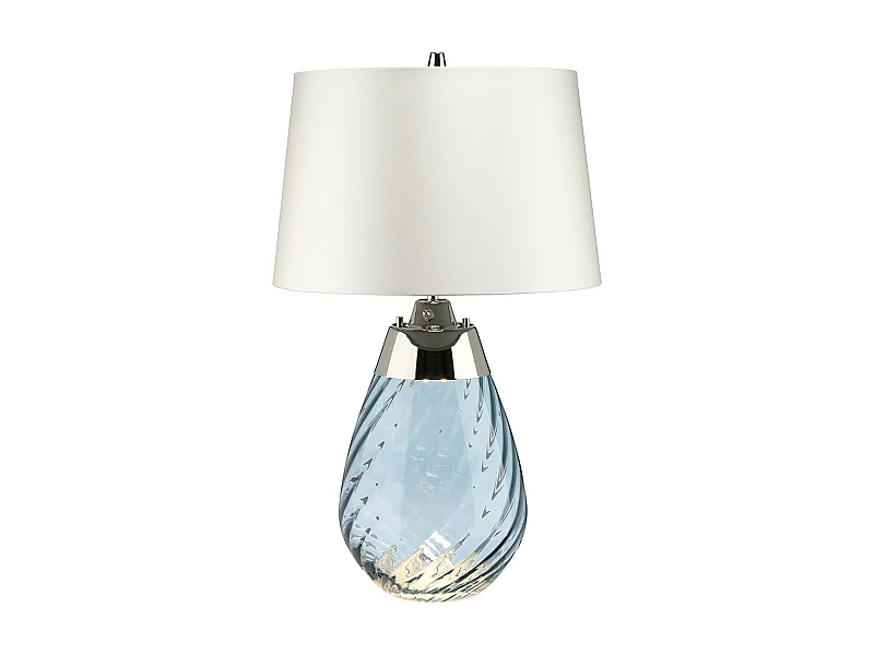 Elstead Lena 2 Light Small Blue Lampada da tavolo con paralume bianco sporco, vetro colorato blu, paralume bianco sporco, E27