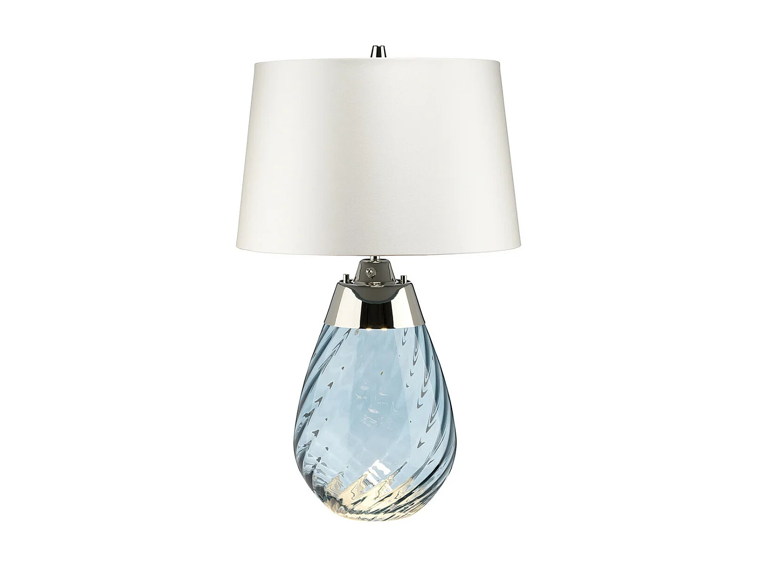 Elstead Lena 2 Light Small Blue Lampada da tavolo con paralume bianco sporco, vetro colorato blu, paralume bianco sporco, E27