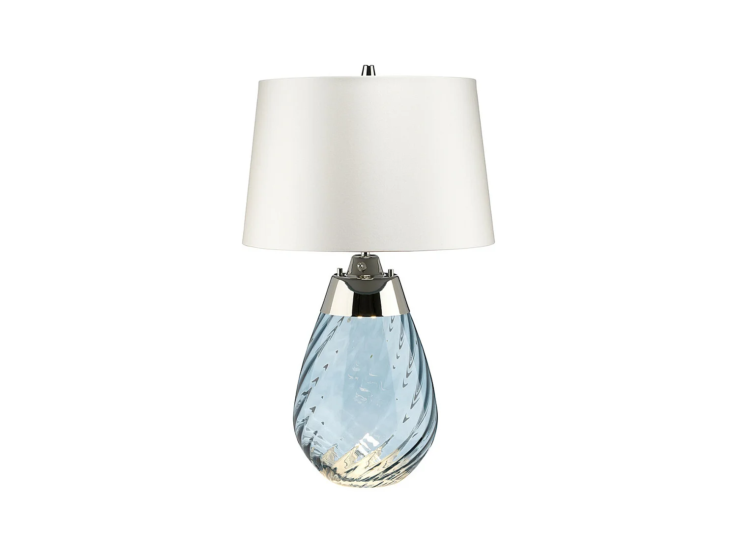 Elstead Lena Petite lampe de table bleue à 2 lumières avec abat-jour blanc cassé, verre teinté bleu, abat-jour blanc cassé, E27