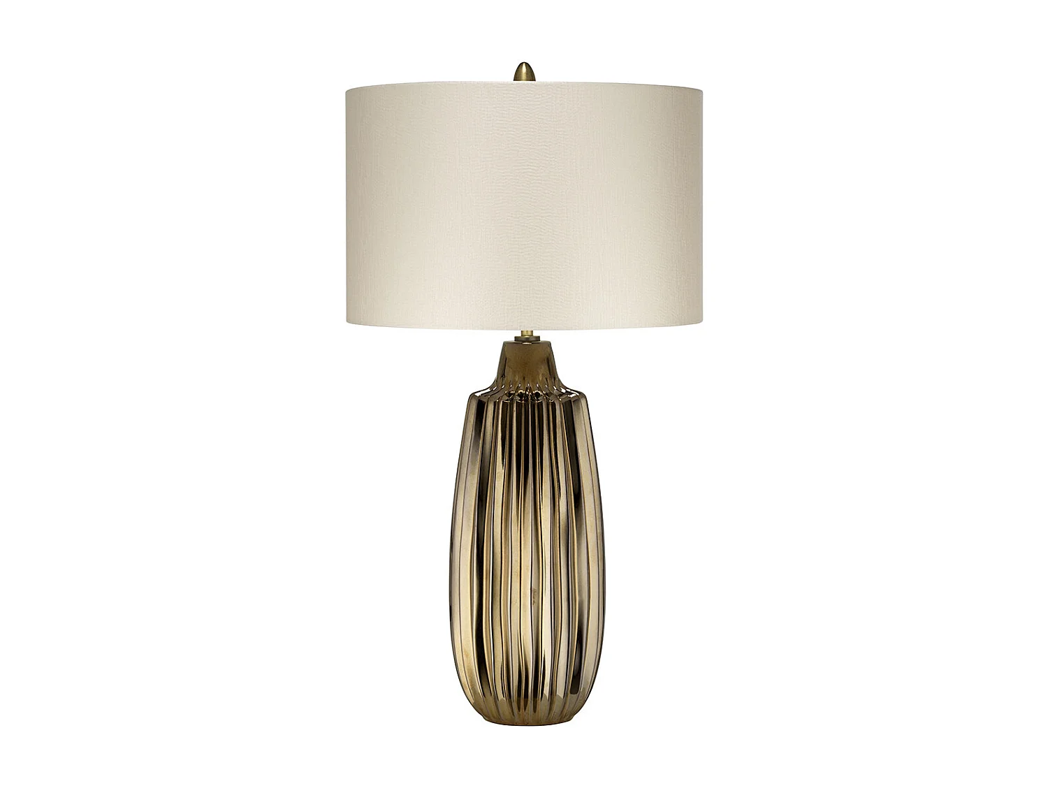 Lampada da tavolo grande a 1 luce Elstead Newham, ceramica bronzo, paralume perla, attacco E27