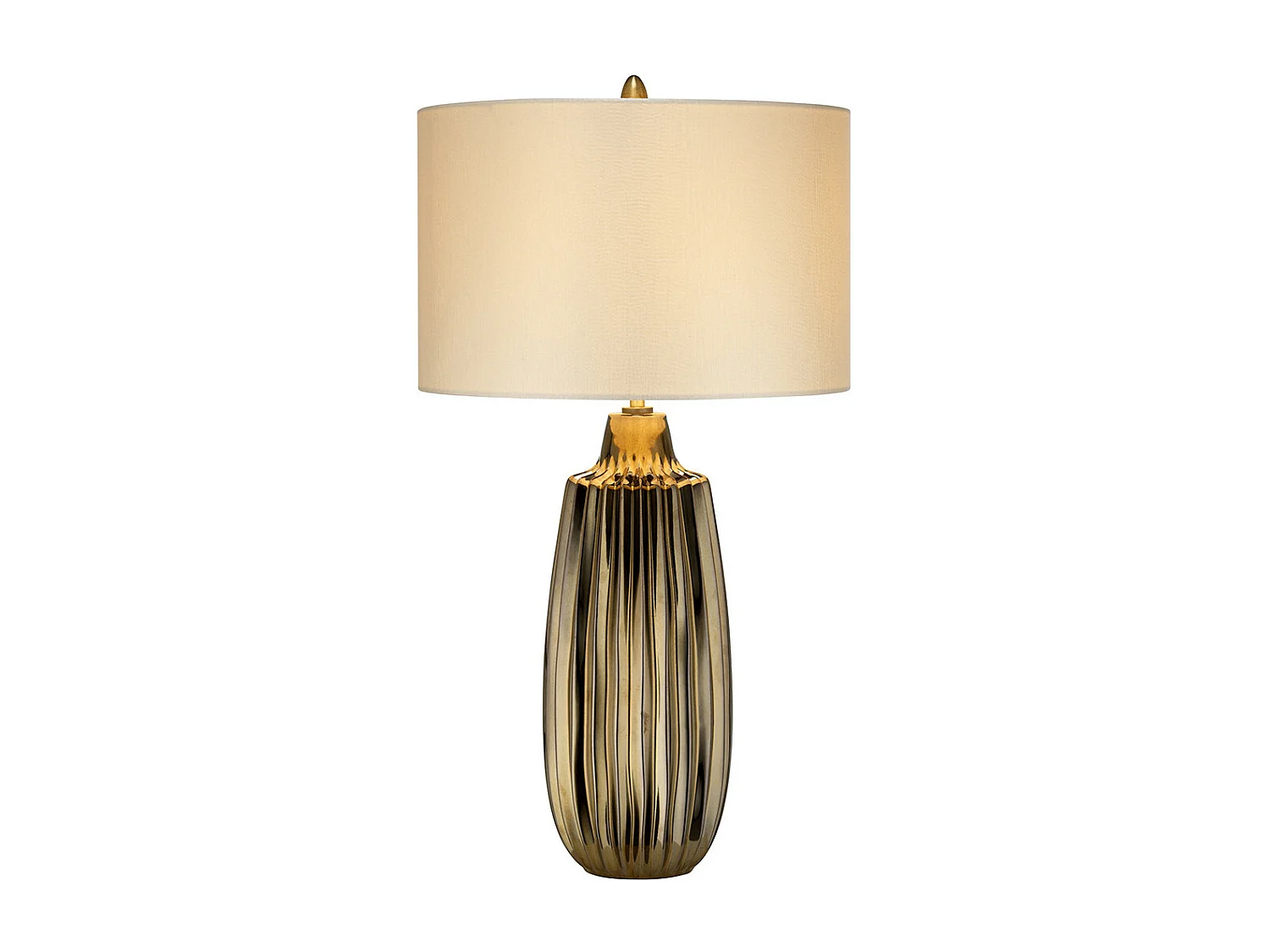 Lampada da tavolo grande a 1 luce Elstead Newham, ceramica bronzo, paralume perla, attacco E27