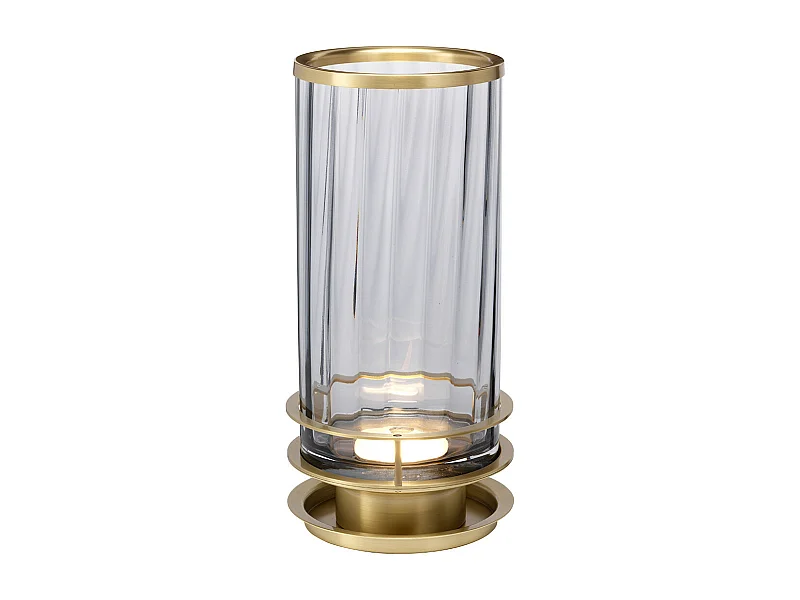 Arno Lampada da Tavolo Metallo Ottone invecchiato, Vetro Fumé