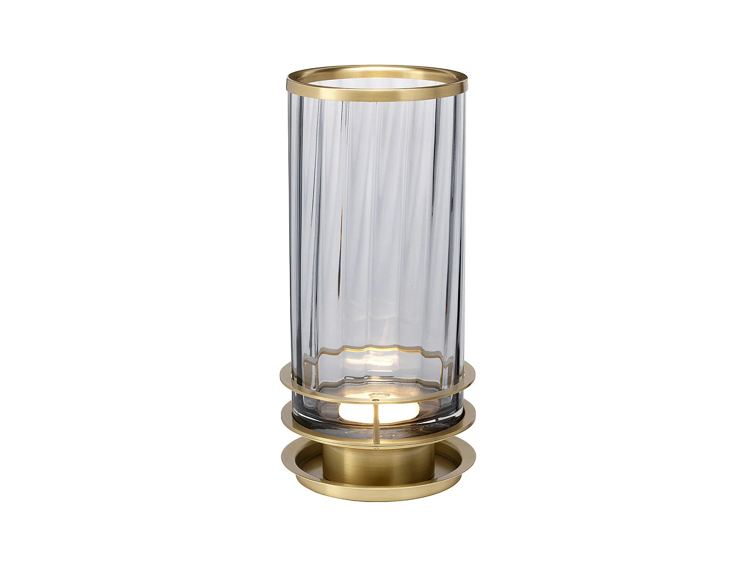 Arno Lampe à Poser Métallerie Laiton Vieilli, Verre Fumé