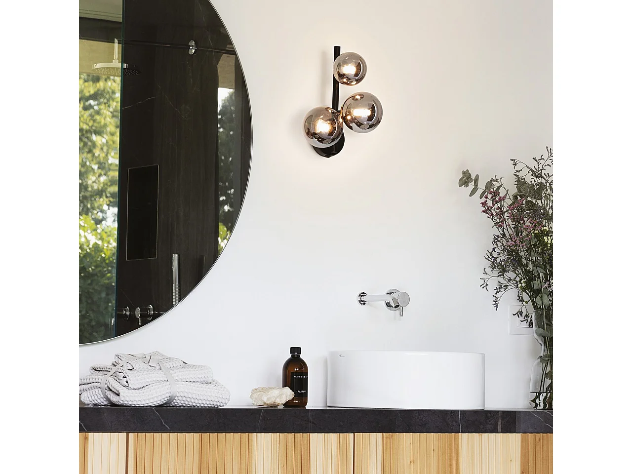 Ideal Lux PERLAGE Applique 3 Globe Light Noir