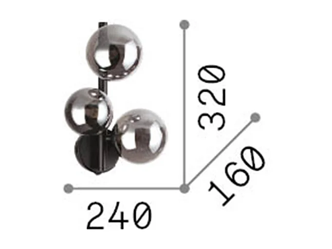 Ideal Lux PERLAGE Applique 3 Globe Light Noir