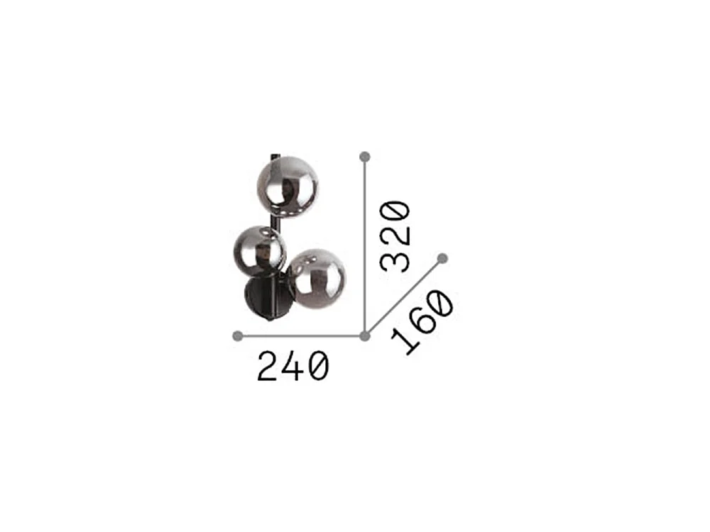 Ideal Lux PERLAGE 3 Kugelleuchte Wandleuchte Schwarz