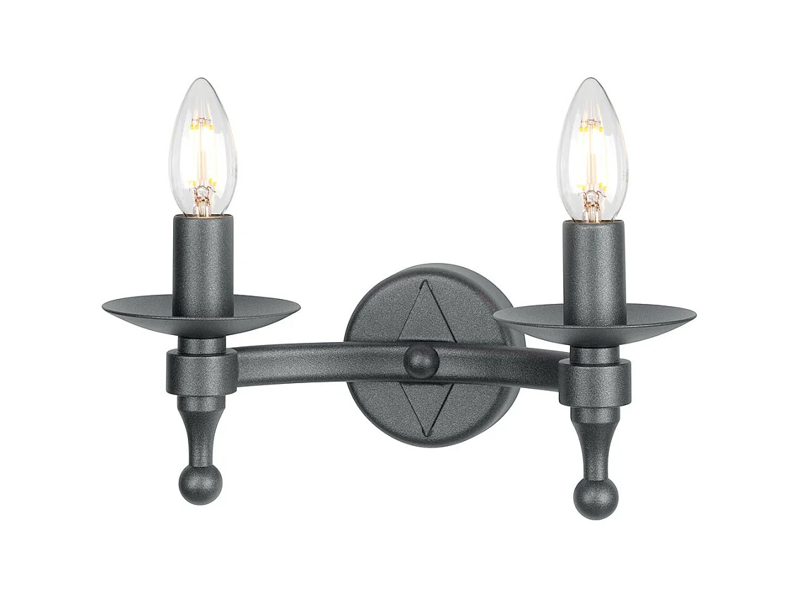 Elstead Warwick - 2 Licht Innenkerze Wandleuchte Graphit Schwarz, E14