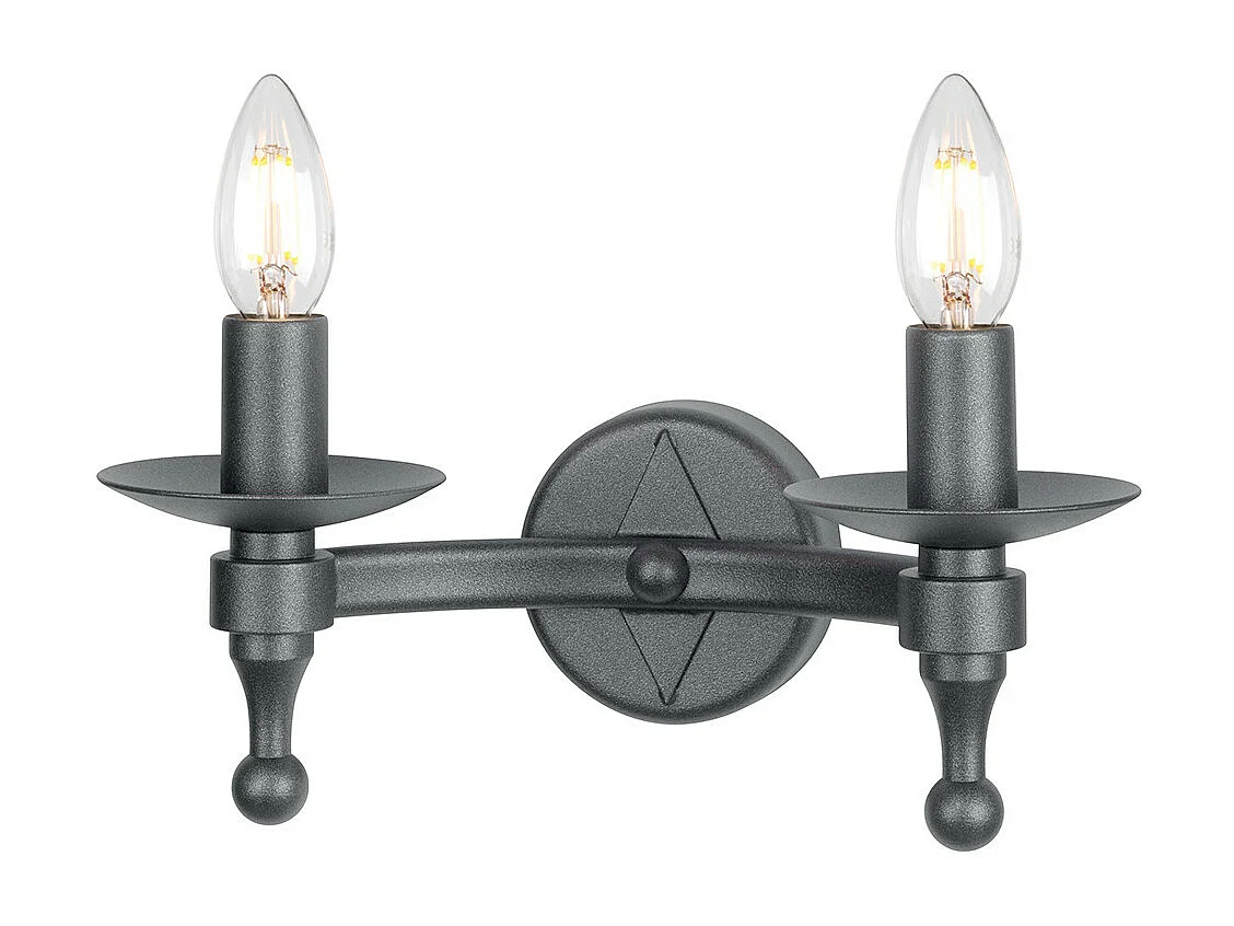 Elstead Warwick - 2 Licht Innenkerze Wandleuchte Graphit Schwarz, E14