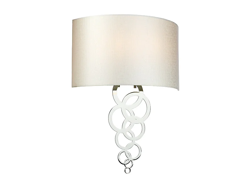 Curtis Large 2 Light Wall Light, polerad krom, ivory faux silk shade