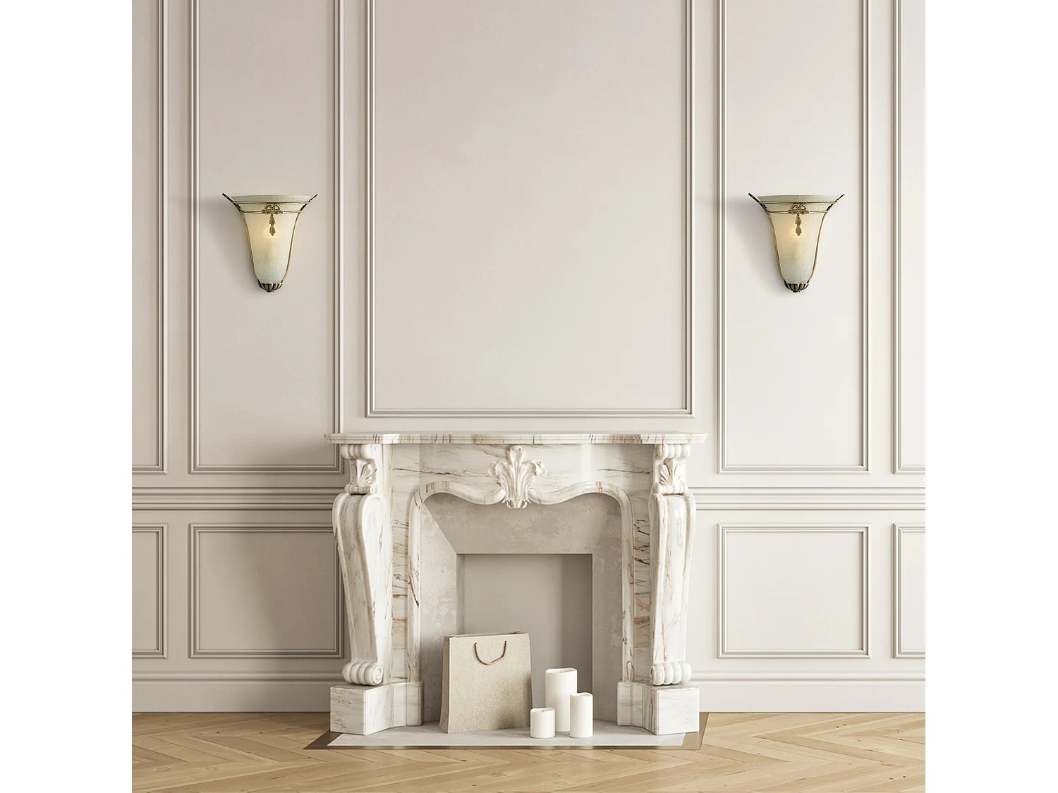 Zeitgenössische Wandleuchte aus Messing Bronze Glas Bernstein 1 Licht E14