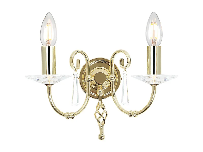 Elstead Aegean - Lampada da parete a candela per interni a 2 luci in ottone lucido, E14