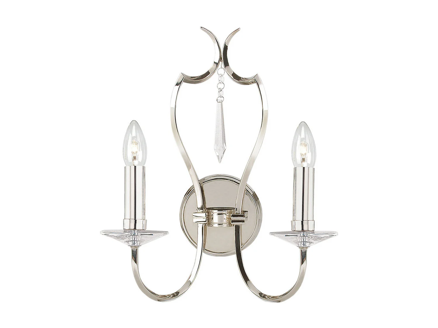 Elstead Pimlico 2 ljus inomhusljus vägglampa polerad nickel, E14