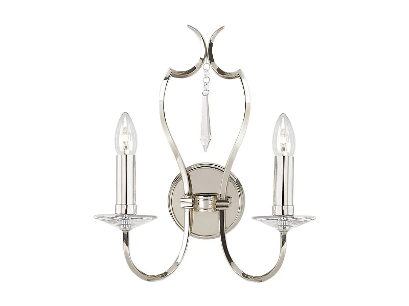 Elstead Pimlico 2 ljus inomhusljus vägglampa polerad nickel, E14