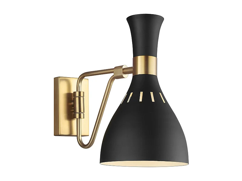 Lampada da parete Elstead Joan 1 luce, nero mezzanotte, ottone brunito, attacco E27