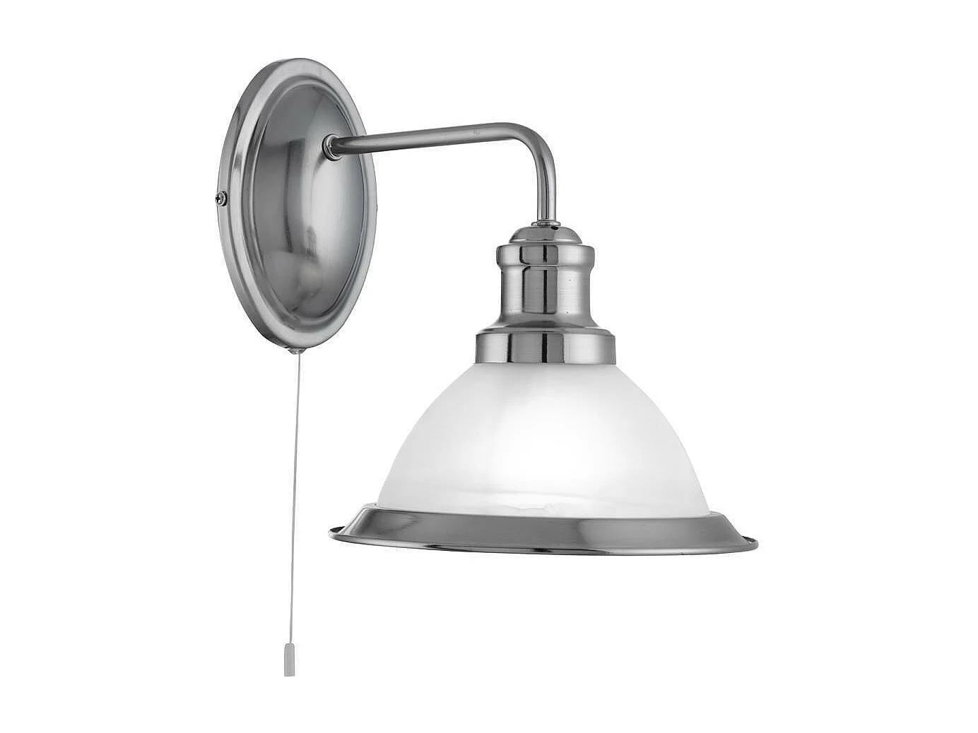 Searchlicht Bistro - 1 Licht Wandleuchte Satin Silber mit saurem Glasschirm, E27