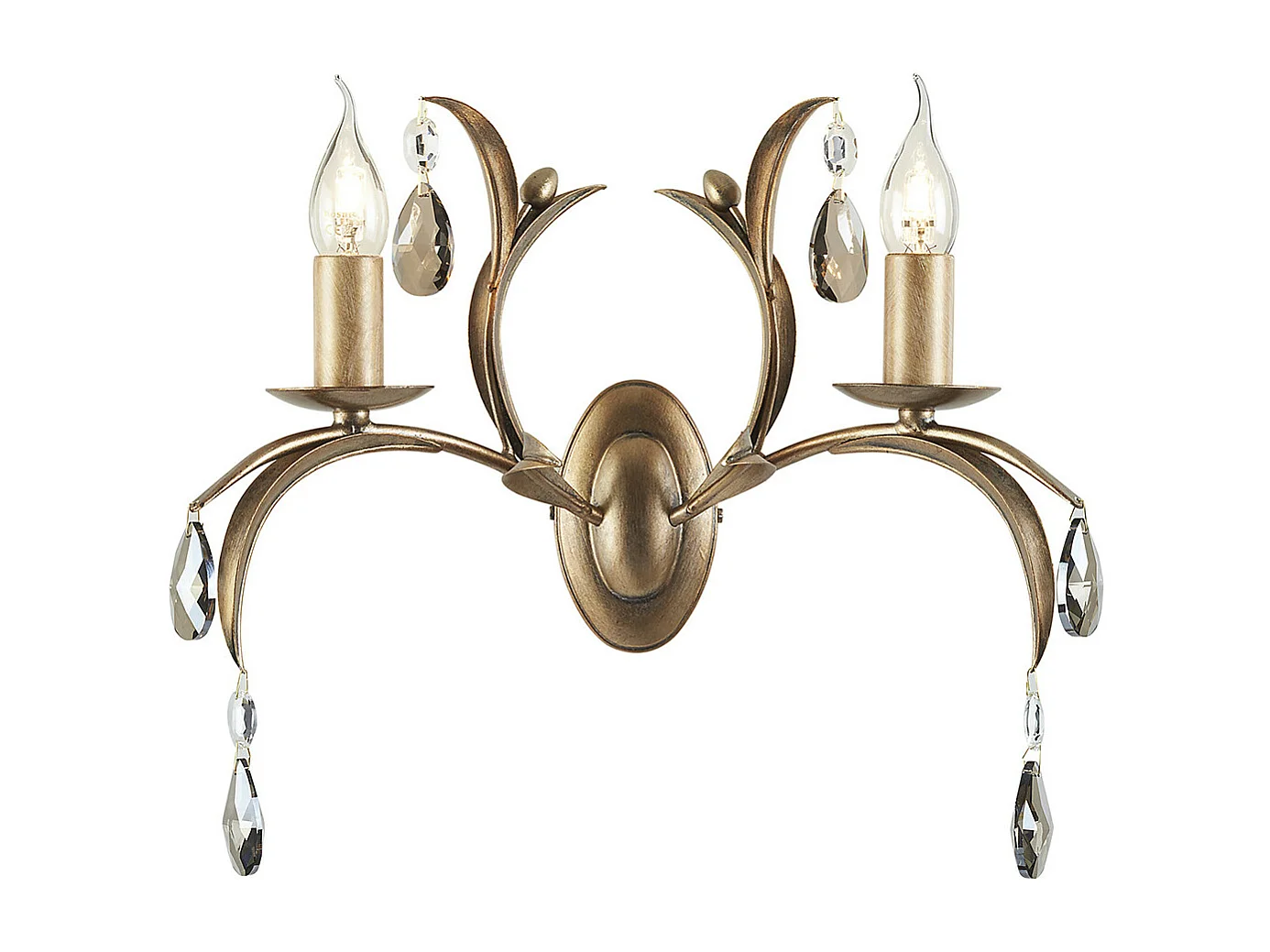 Elstead Lily 2 ljus inomhusljus vägglampa metallisk brons blommig löv design