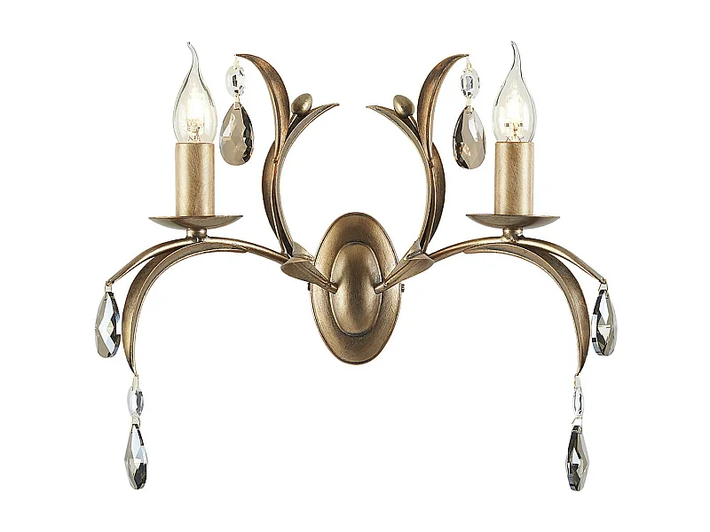Elstead Lily - Applique da parete a 2 candele per interni in bronzo metallizzato con foglie floreali