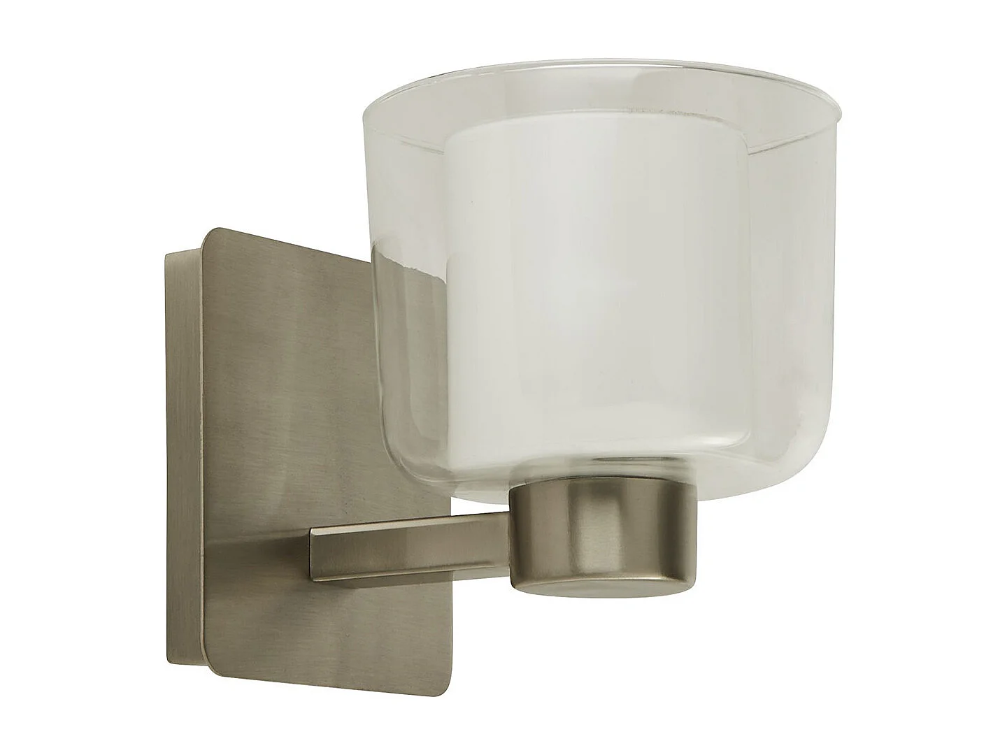 Searchlight Bathroom 1 Light Applique Nichel Satinato Con Vetro Trasparente E Interno Bianco Ip44