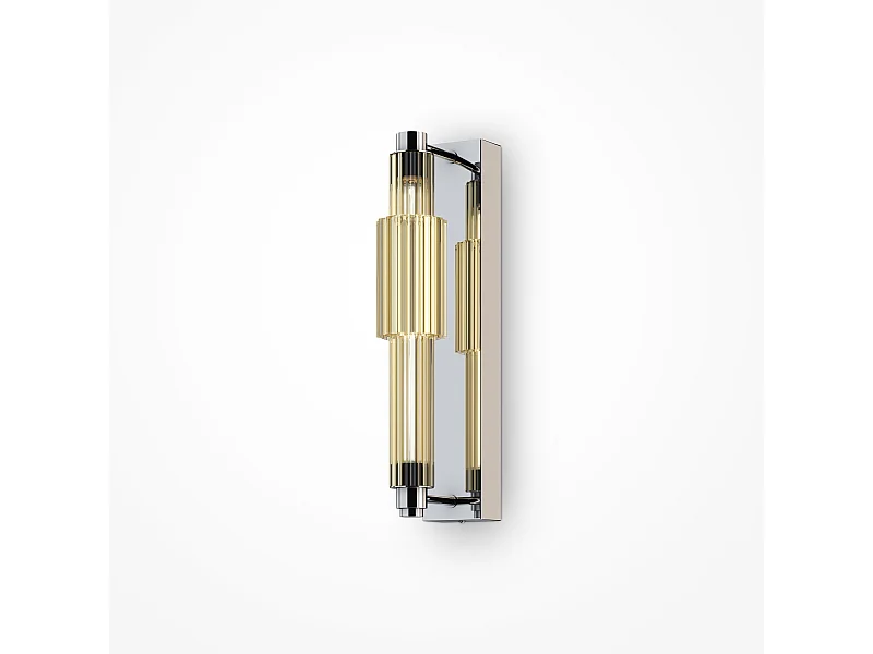 Maytoni Verticale Moderne integrierte LED-Wandleuchte Chrom, Cognac-Schirm, 3000K