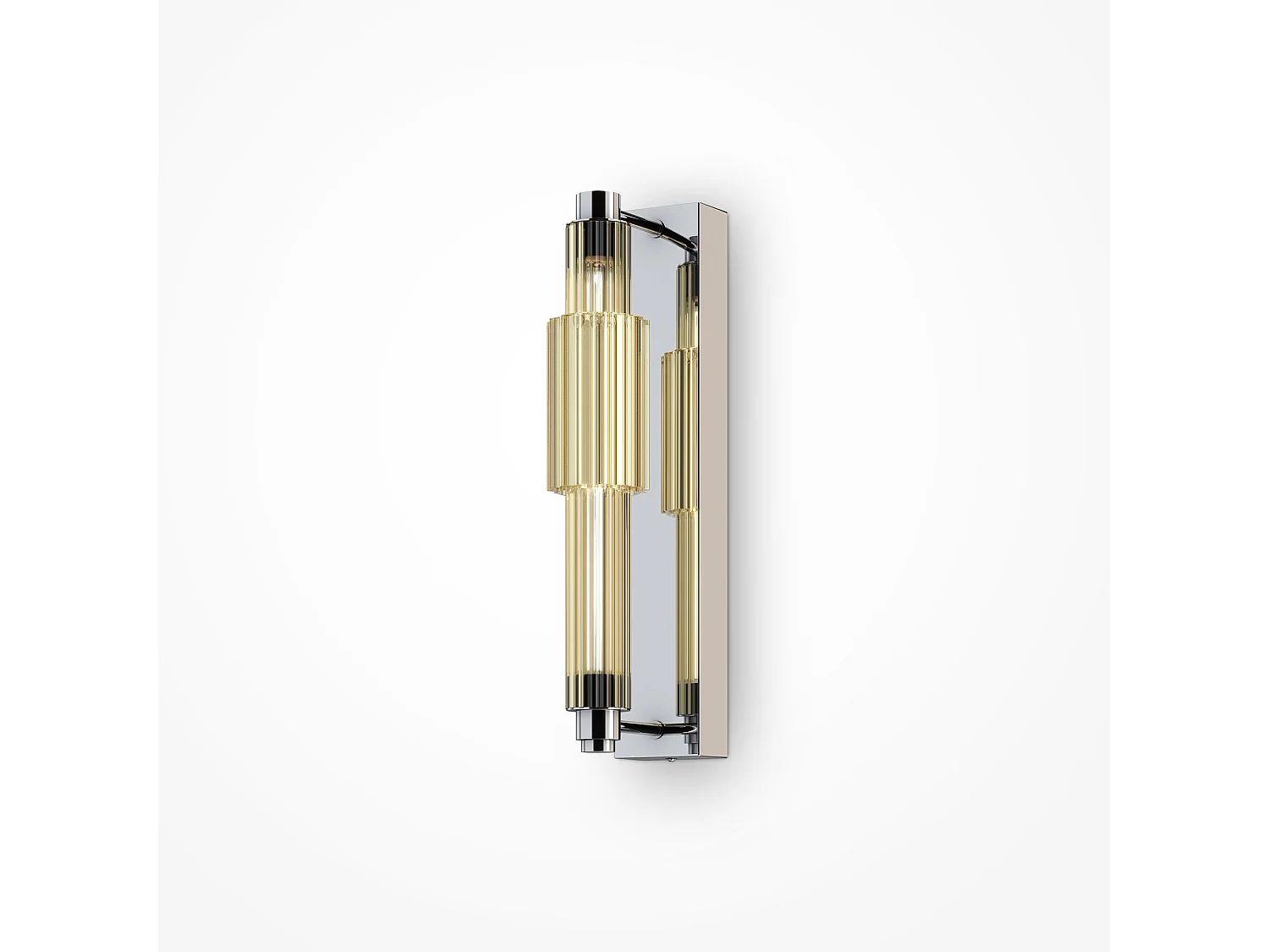 Maytoni Verticale Moderne integrierte LED-Wandleuchte Chrom, Cognac-Schirm, 3000K