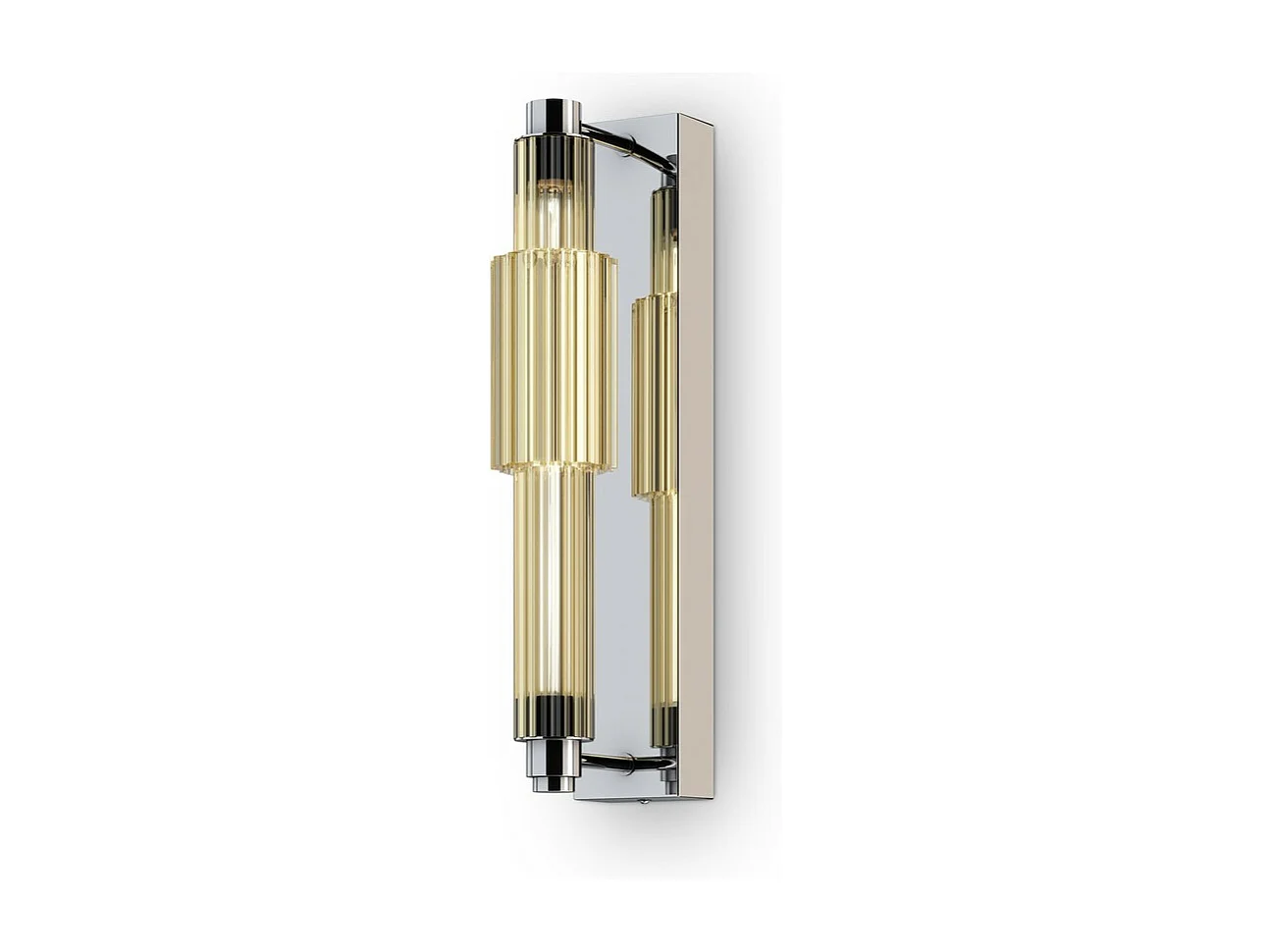 Maytoni Verticale Moderne integrierte LED-Wandleuchte Chrom, Cognac-Schirm, 3000K